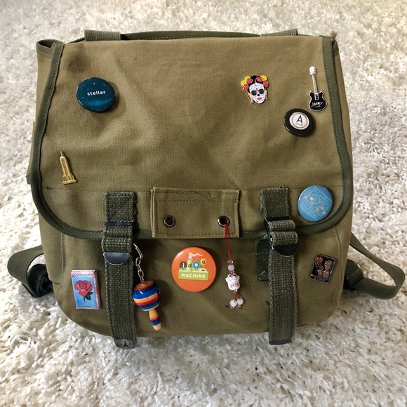 Vintage Handbags - Vintage Military Canvas Backpack